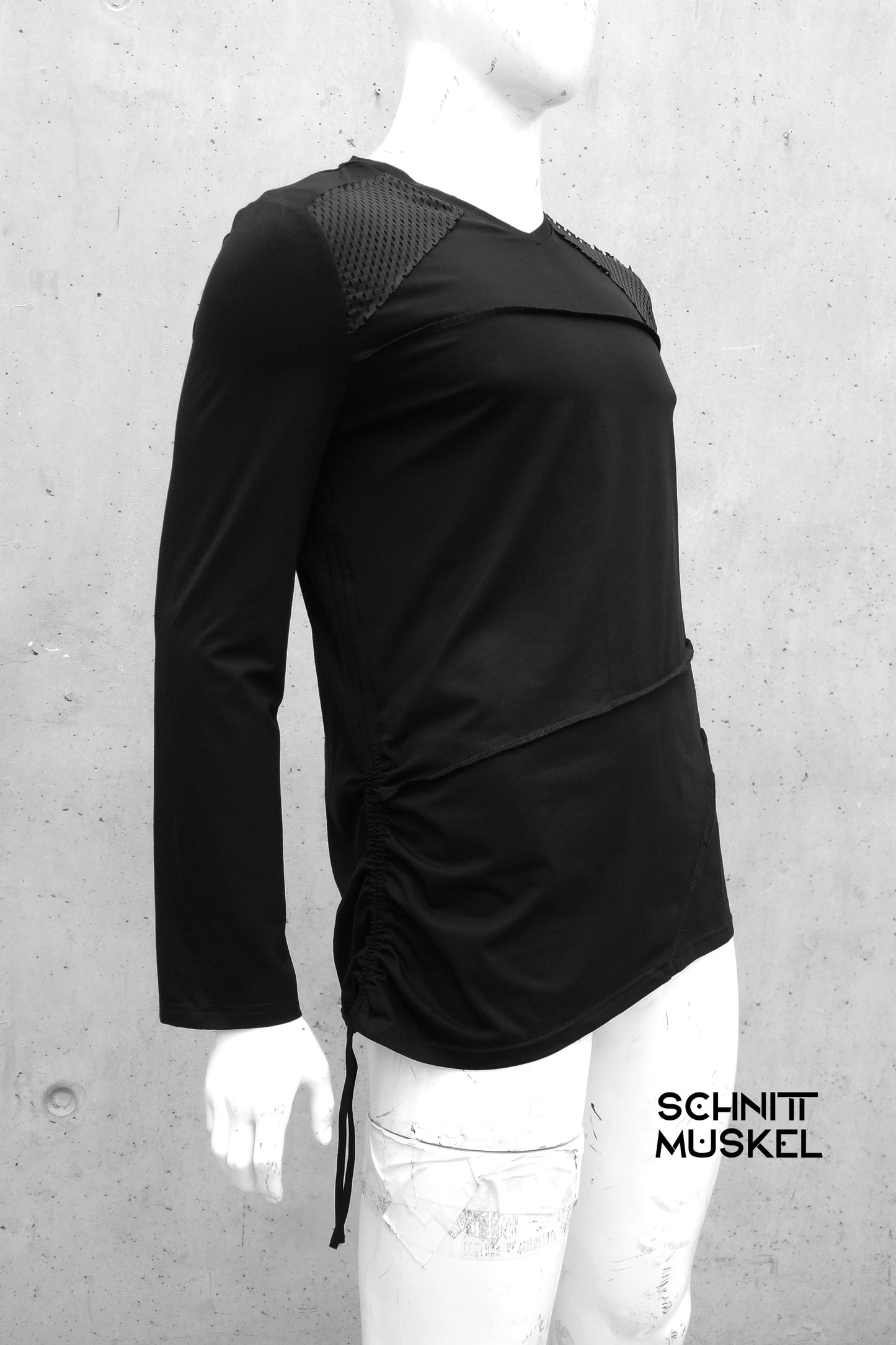 darkavantgarde Shirt, darkwear, Techwear Shirt, Gothicshirt, Gothic Langarmshirt für Herren, asymmetrisches Herrenshirt, Festivalfashion