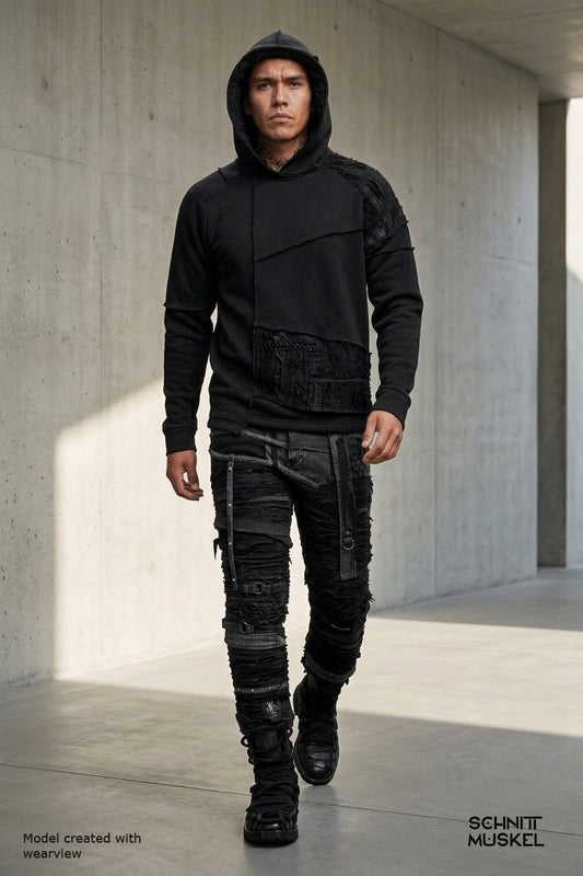 destroyed Pullover, low waist Pullover, Gothic Pullover, darkwear, darkavantgarde, Gothicmode für Männer, Rick ownes Pullover