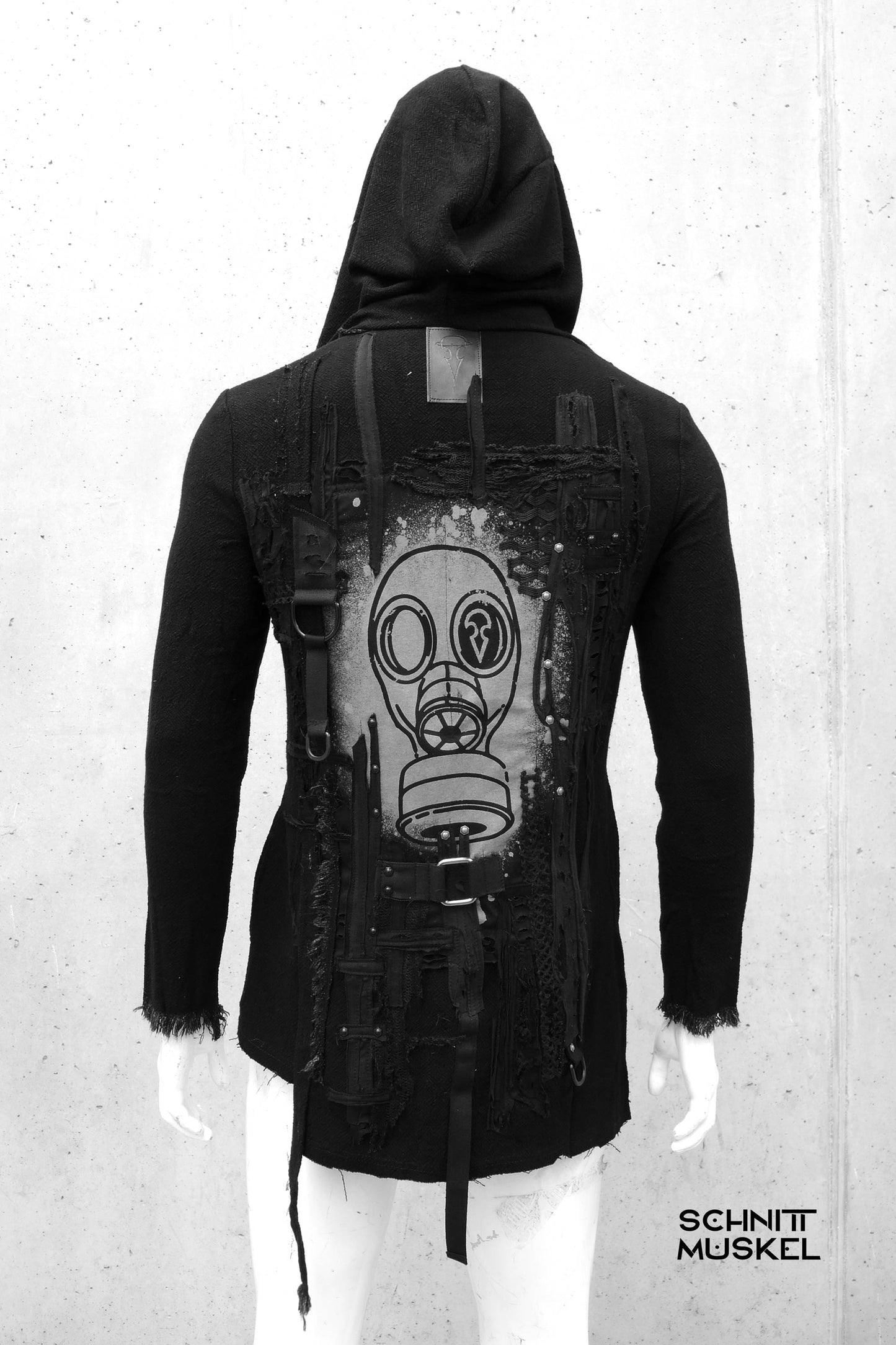 Hemdjacke Gasmaske, Jacke mit Gasmaske, Gasmaskjacket, Darkcyber Stye, darkcyber wear, darkcyberfashion, postapocalyptic fashion,