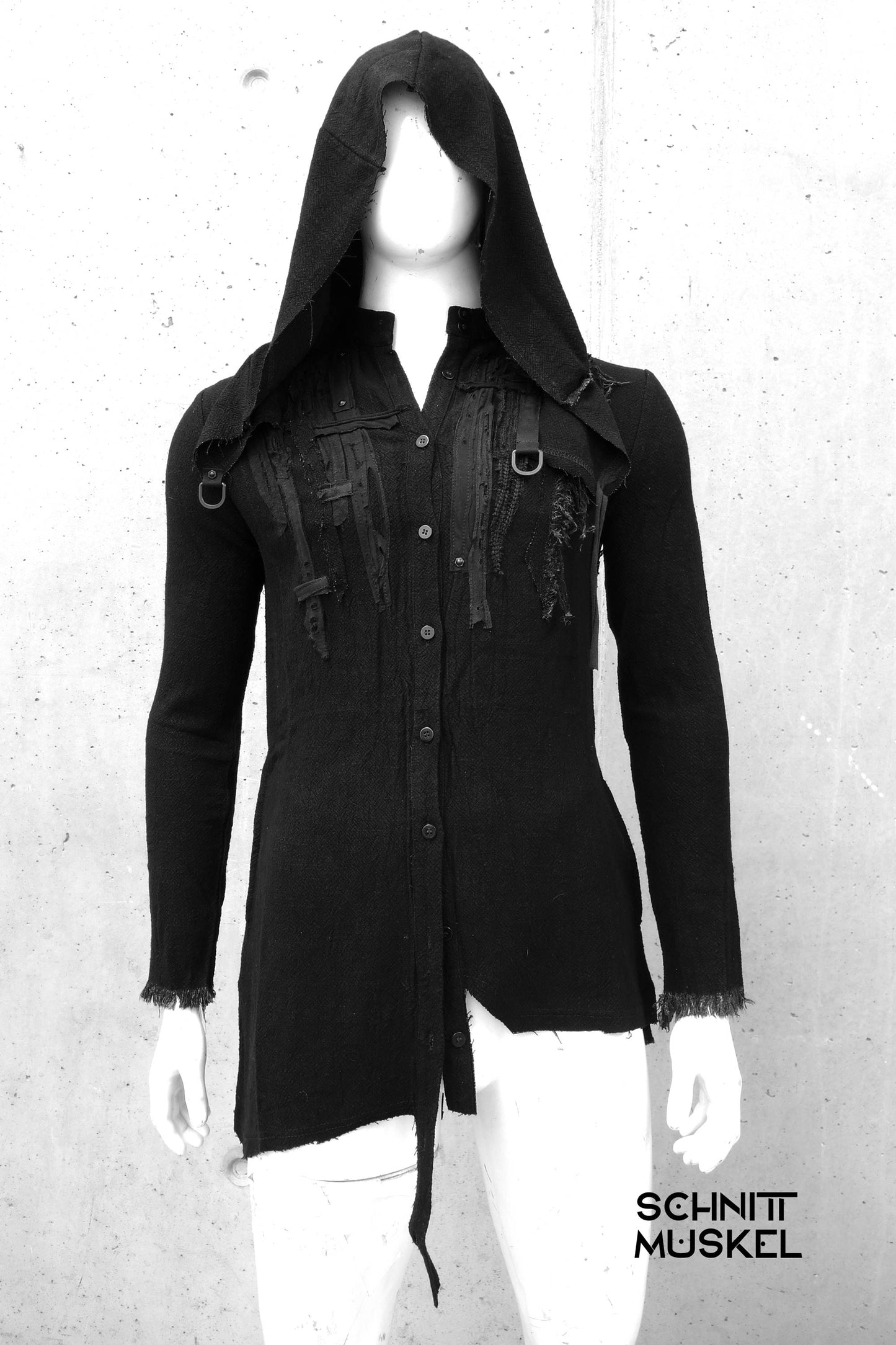 Hemdjacke Gasmaske, Jacke mit Gasmaske, Gasmaskjacket, Darkcyber Stye, darkcyber wear, darkcyberfashion, postapocalyptic fashion,