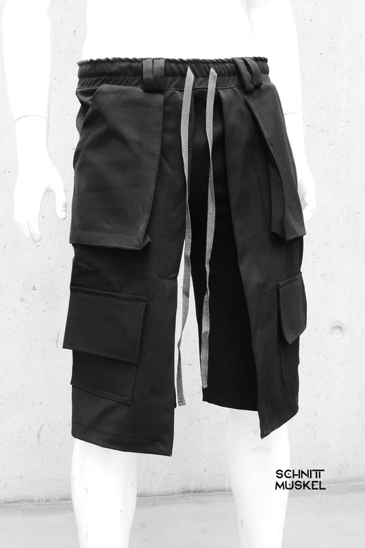 Cargoshorts, darkavantgarde Shorts, japanstyle pants, Ninjapants, Gothichose, darkavantgarde shorts, Cargohose, kurze Gothic Hose