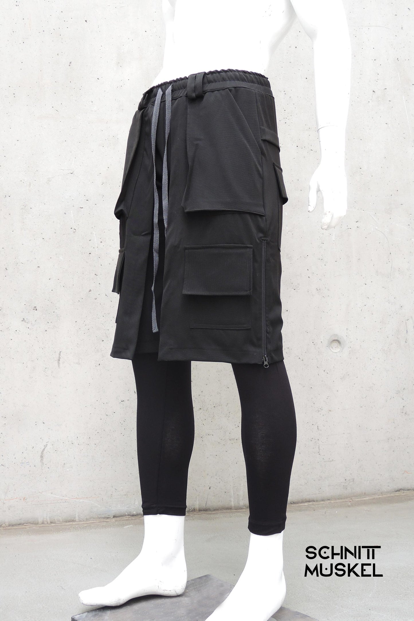 Cargoshorts, darkavantgarde Shorts, japanstyle pants, Ninjapants, Gothichose, darkavantgarde shorts, Cargohose, kurze Gothic Hose