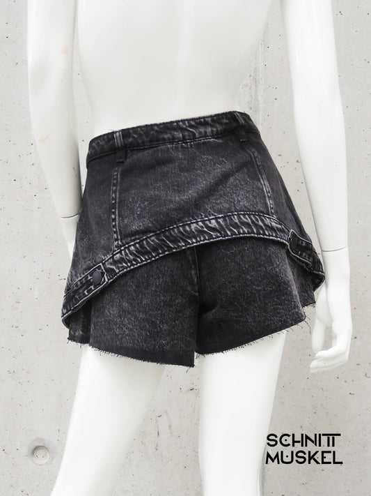 kurze Jeans, Jeansshorts, schwarze kurze Jeans, teckwear Jeans kurz, lagenlook Jeans