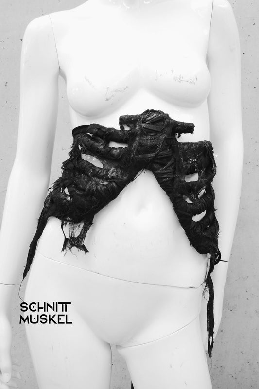 Rippenkorsett, ribcagecorset, Gothickleidung, darkwear, darkavantgarde, Taillengürtel ribcage, wearable art ribcage, Halloweenoutfit, Stagewear