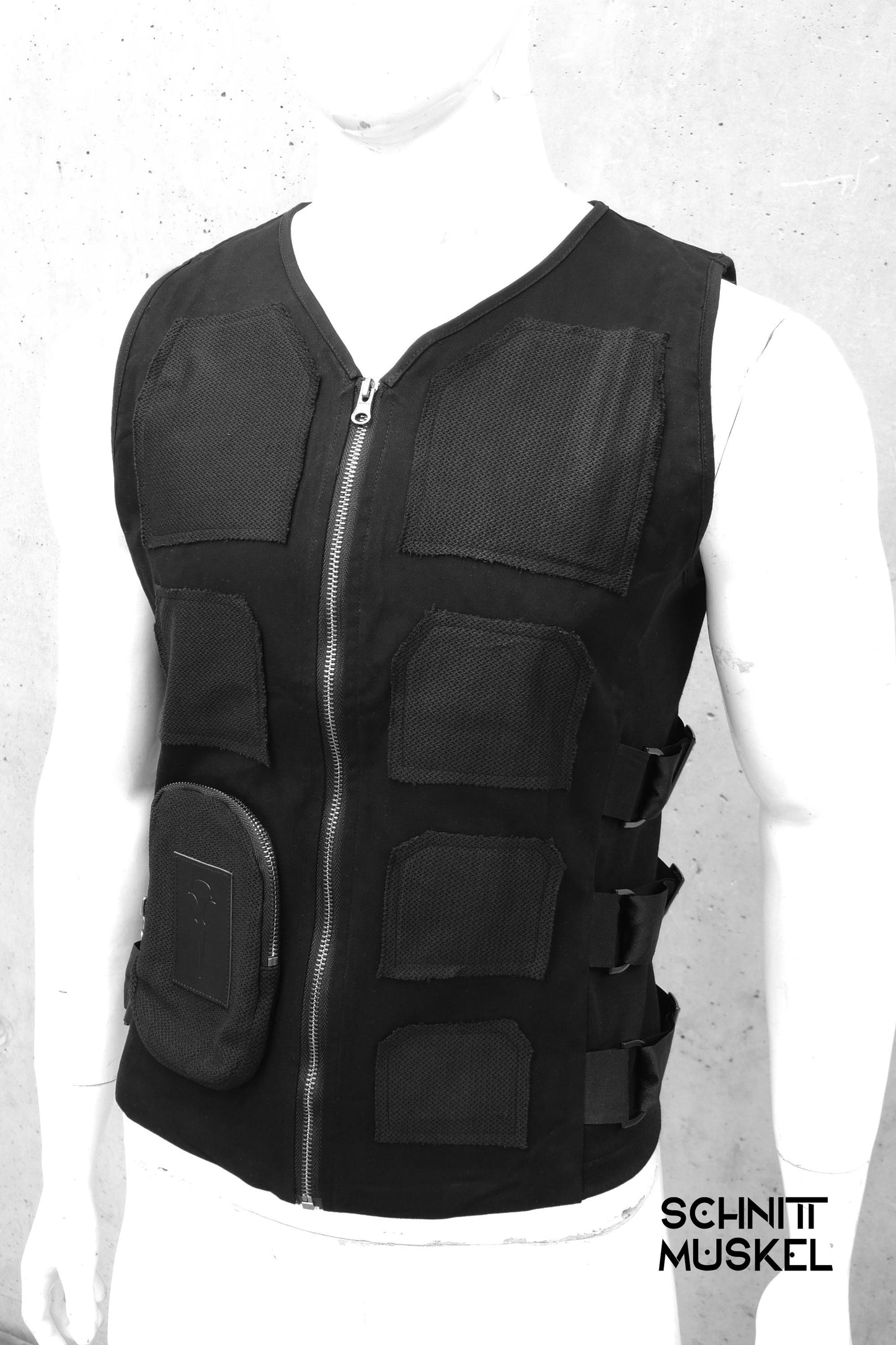 Combat Weste, Gothicweste Herren, Raverweste, Techwearstyle, Techwearweste, Techwearweste, Cyberweste, Gothickleidungg für Herren