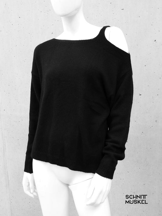 off shoulder Pullover, asymmetrischer Pullover, darkwear