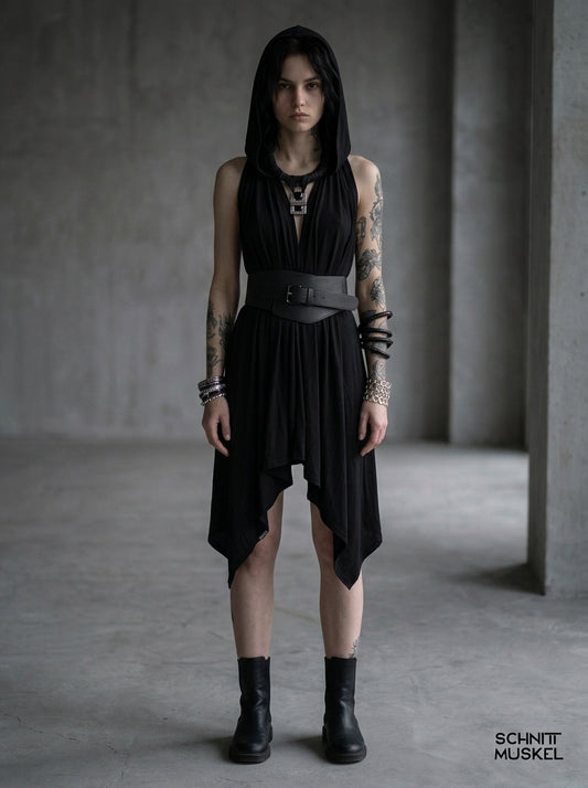 Darkavantgarde Gürtel, breiter schwarzer Gürtel im Darkavantgarde Stil, Gothicgürtel, darkpriestoutfit, postapokalyptisches Outfit