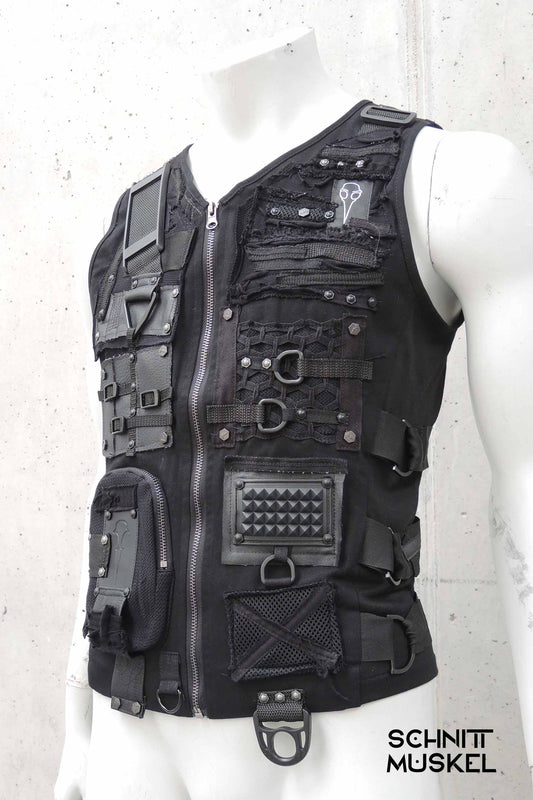 Utility Weste, Cyberfashion, Cyberwesten, darkcyberstuff, darkcyberfashion, ravefashion, ravewear, technostyle, Gothicweste, Cybergothfashion, Cybergothstyle, postapokalyptische Mode