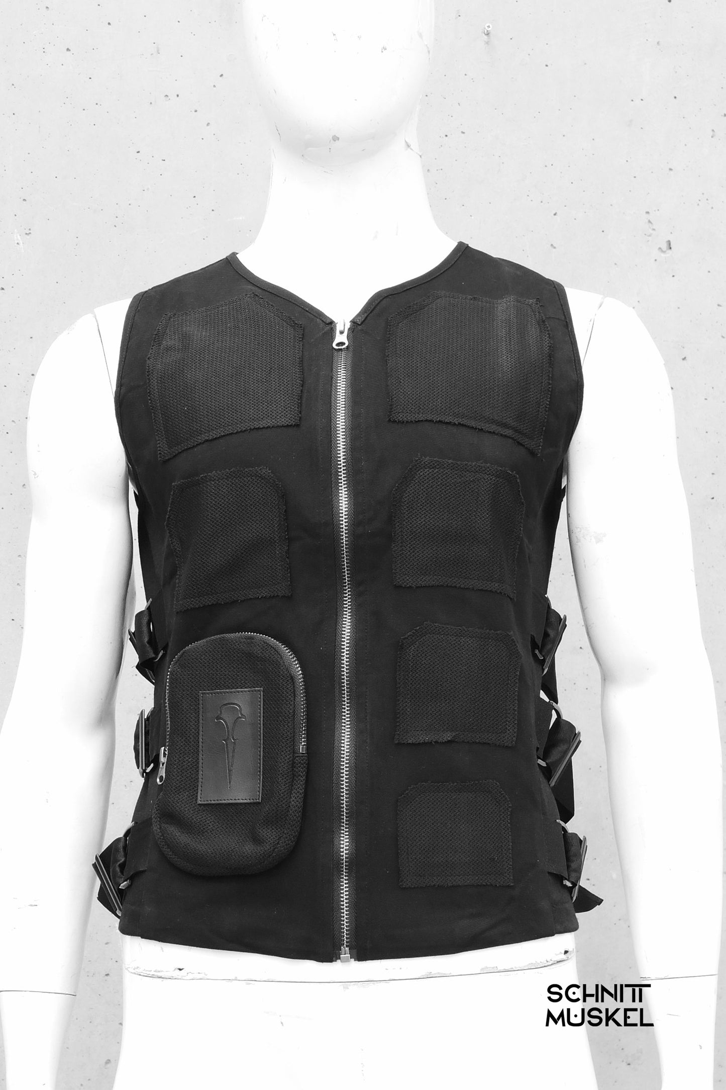 Combat Weste, Gothicweste Herren, Raverweste, Techwearstyle, Techwearweste, Techwearweste, Cyberweste, Gothickleidungg für Herren