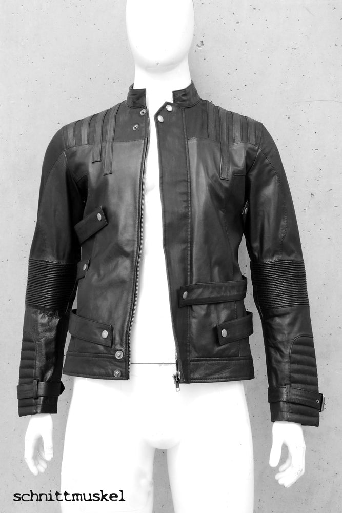 aussergewöhnliche Lederjacke, Lederjacke Mad Max, Bikerjacke, aussergewöhnliche Bikerjacke, schwarze coole Jacke, Gothicjacke, Cyberjacke, Darkavantgarde Jacke,