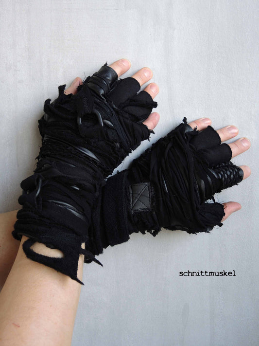fingerlose Handschuhe, Gothichandschuhe, darkavantgarde Handschuhe,