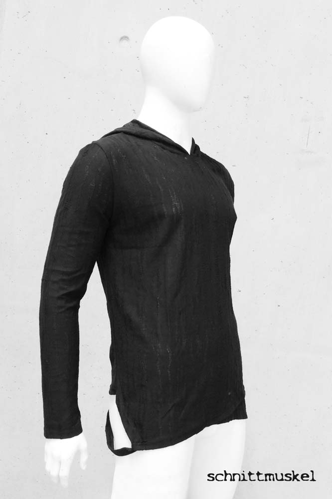 Shirt destroyed, Shirt mit Kapuze, Gothicshirt, Shirt darkavantgarde, Shirt diestressed, Kapuzenshirt, postapokalyptische Mode