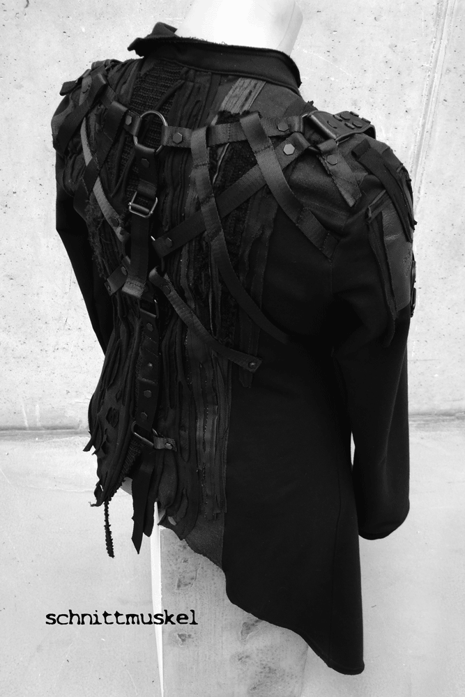 luxuryfashion, luxuryjacket, Harnessjacke, Harnessjacket, dark avantgarde, aussergewöhnliche Jacke, Unikatjacke