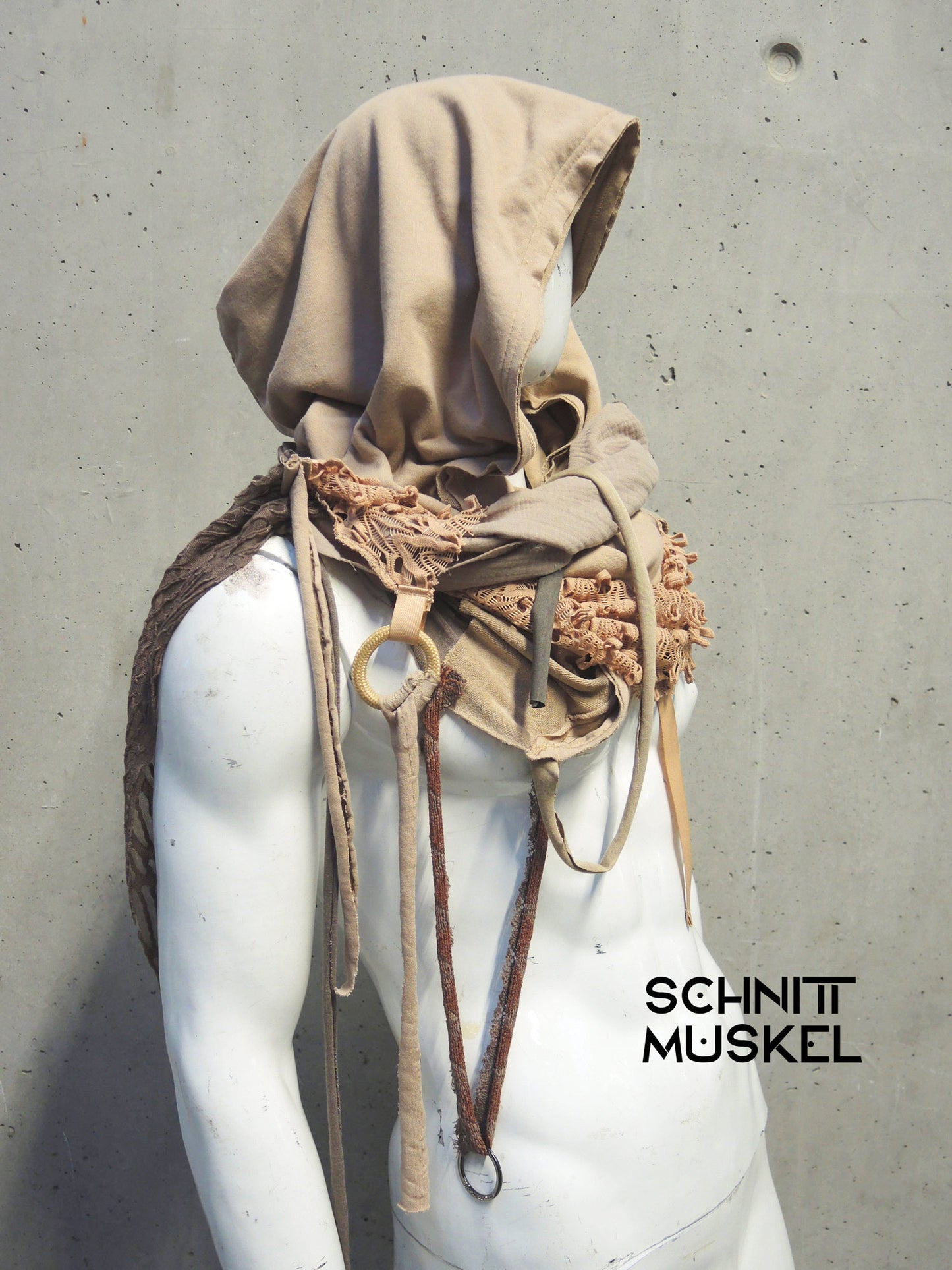 Kapuzenschal, extralanger Schal, Duneschal, Dune Scarf, sandfarbener Schal