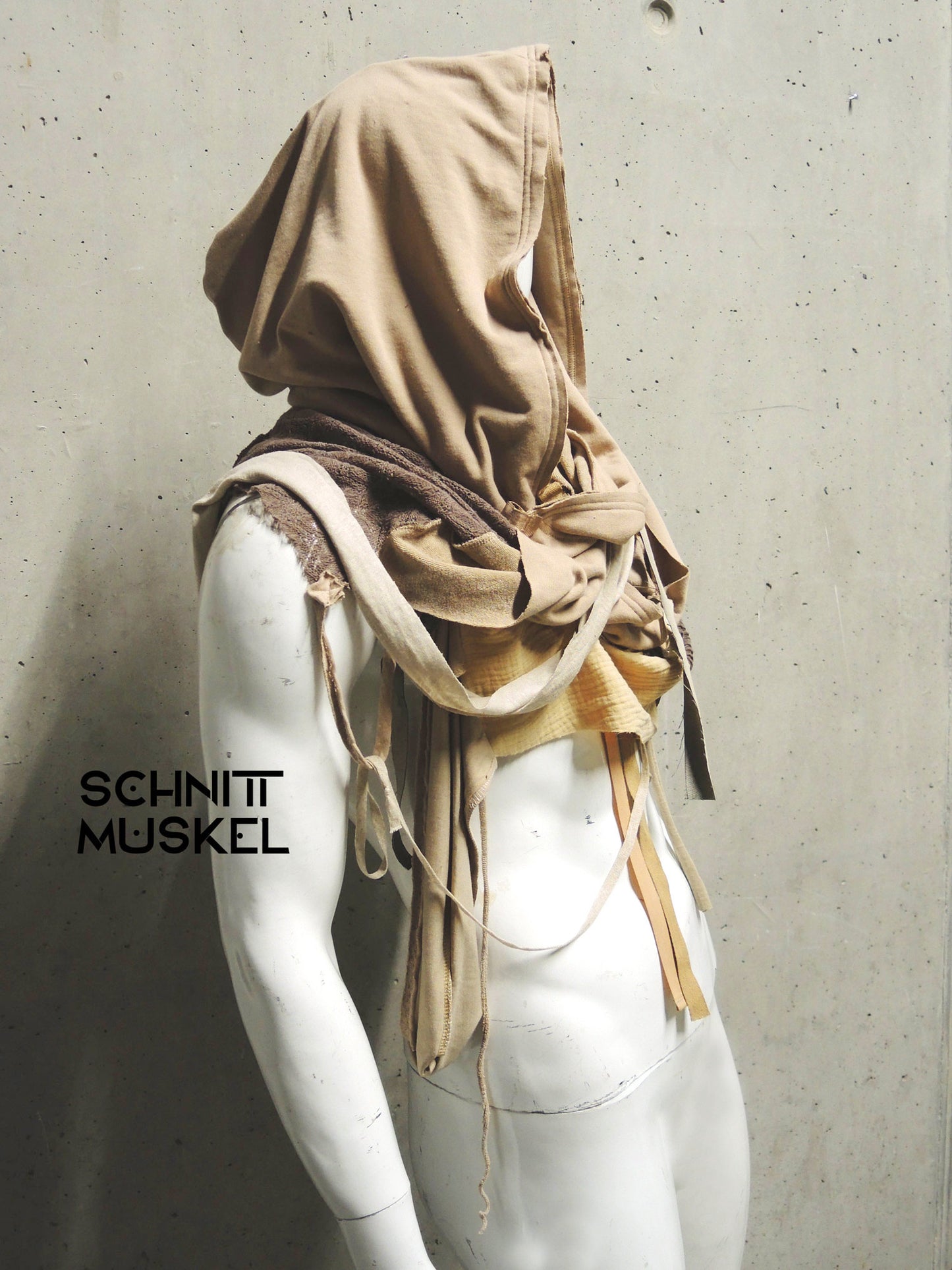 Kapuzenschal, extralanger Schal, Duneschal, Dune Scarf, sandfarbener Schal
