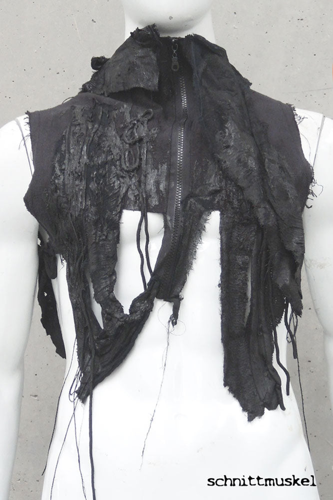 darkwear, darkavantgarde germany, Silikonkleidung, Silikonfetisch, Silikonstoff, darkfashion, Kragen, Bolero für Männer, Gothic, destroyed fashion