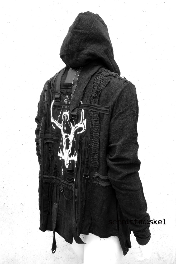 dark avantgarde Jacke, dark avantgarde, Gothicjacke, Paganjacke, Paganstyle, Gothicmode für Herren, Hirschschädel