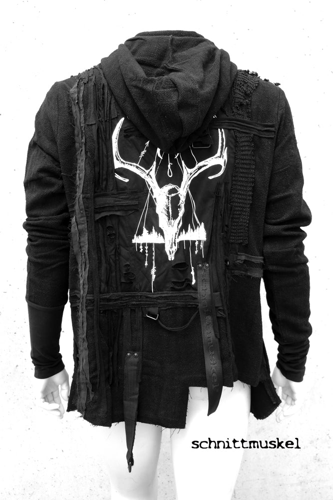 dark avantgarde Jacke, dark avantgarde, Gothicjacke, Paganjacke, Paganstyle, Gothicmode für Herren, Hirschschädel