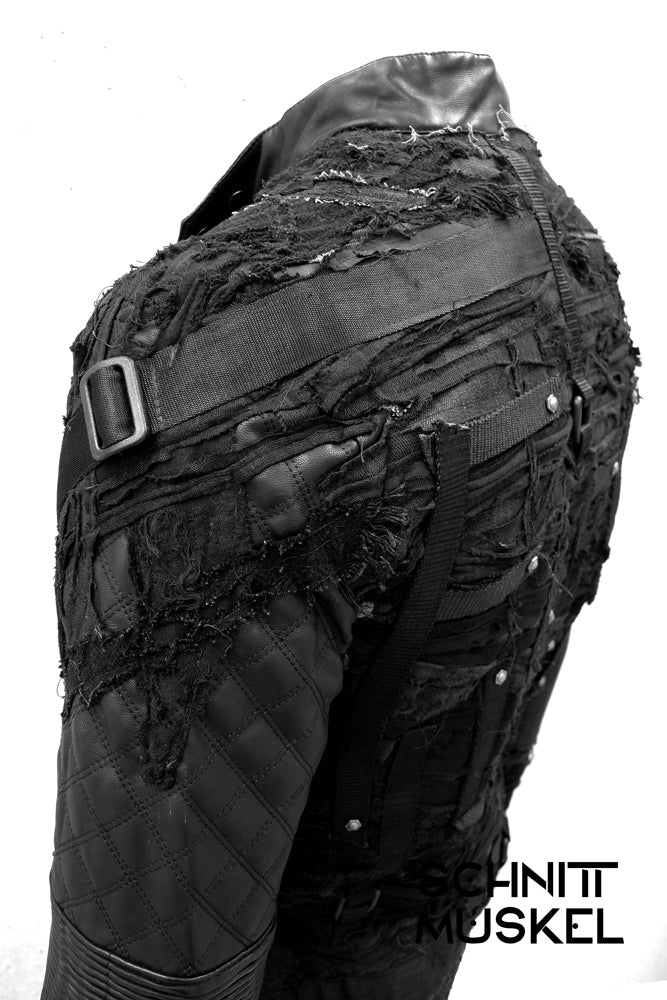Statementjacke, Gothicjacke, Punkjacke, Bikerjacke, Metaljacke, Darkavantgarde, Gothicjacke, Jacke Fuck, schwarze Unikatjacke, postapokalyptische Jacke