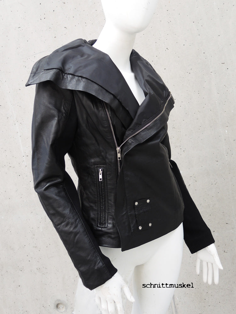 darkavantgarde Jacke, Gothiclederjacke, darkavantgarde Lederjacke, darkstyle fashion, aussergewöhnliche Lederjacke, Damenlederjacke schwarz