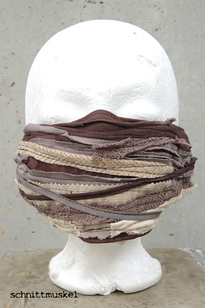 Behelfsmaske olive, Gesichtsmaske beige, Gesichtsmaske braun, Gesichtsmaske postapokalyptisch, Gesichtsmaske destroyed