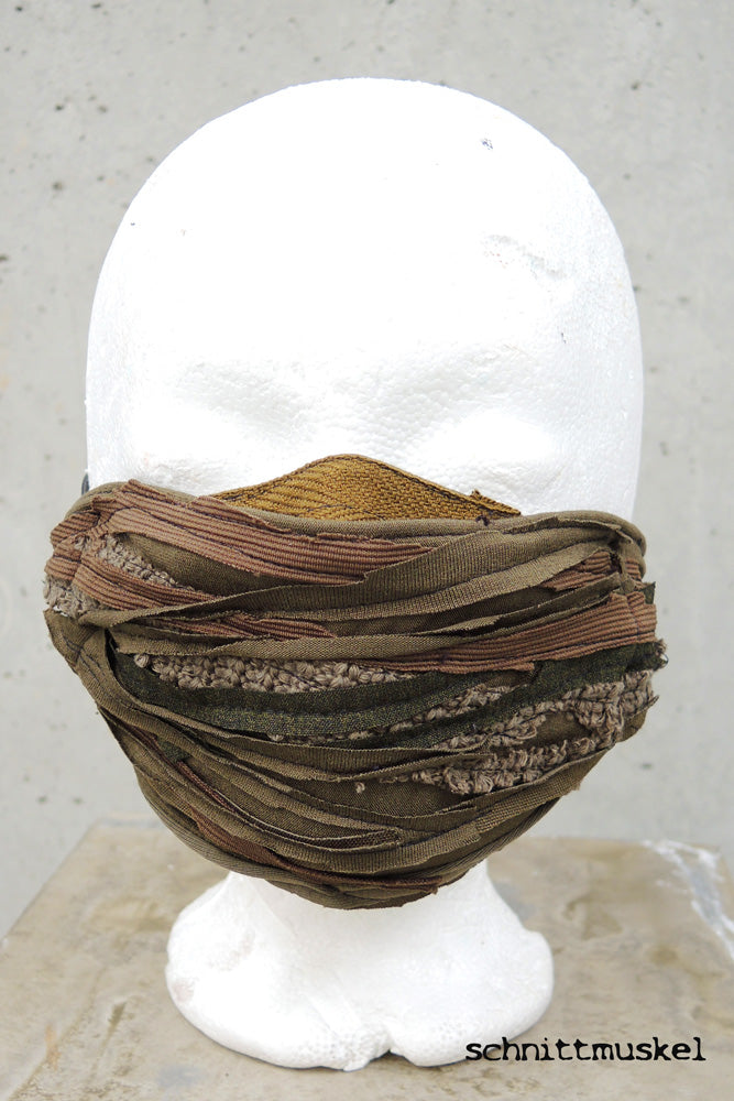 Behelfsmaske olive, Gesichtsmaske olive, gesichtsmaske postapokalyptisch, Gesichtsmaske destroyed
