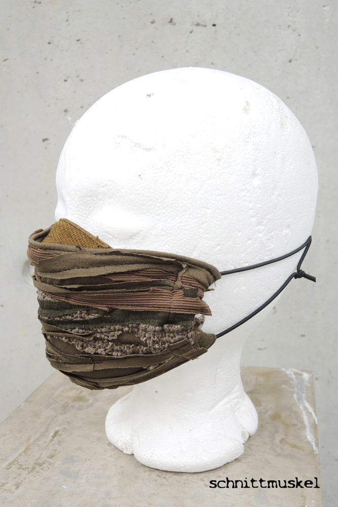 Behelfsmaske olive, Gesichtsmaske olive, gesichtsmaske postapokalyptisch, Gesichtsmaske destroyed