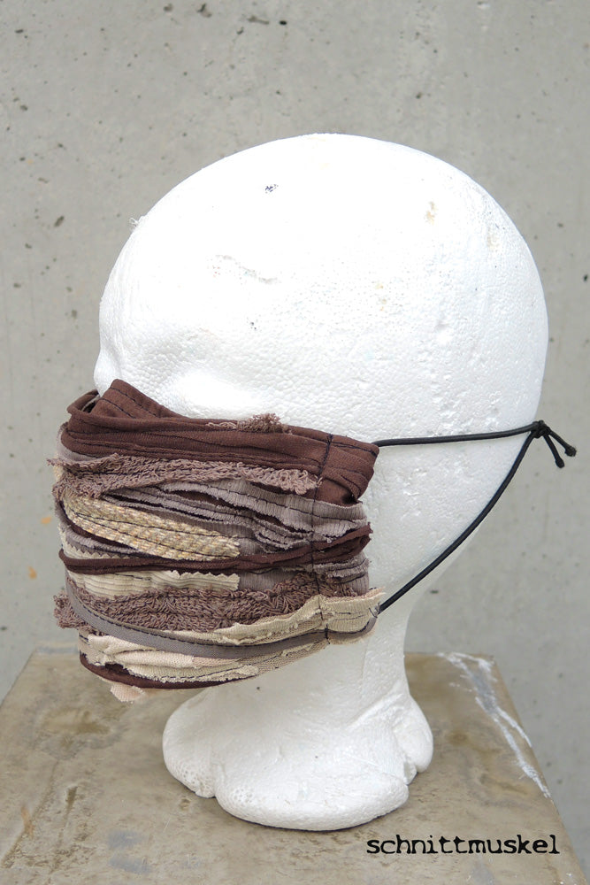 Behelfsmaske beige, Gesichtsmaske braun, Gesichtsmaske postapokalyptisch, Gesichtsmaske destroyed