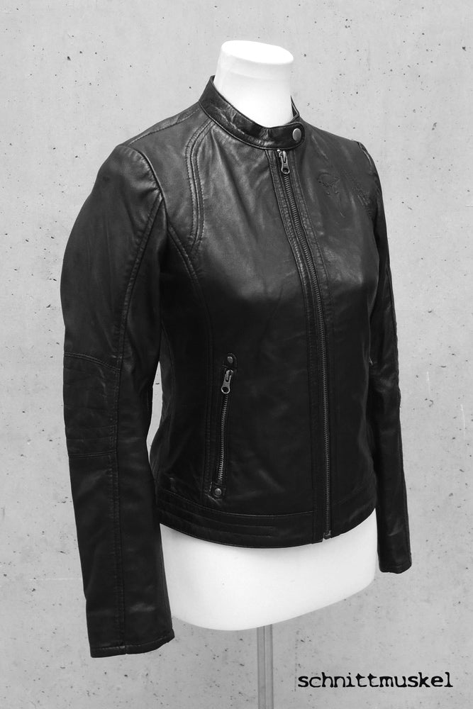 schnittmuskel Lederjacke, dark avantgarde Lederjacke, edle Bikerjacke, Gothic Lederjacke