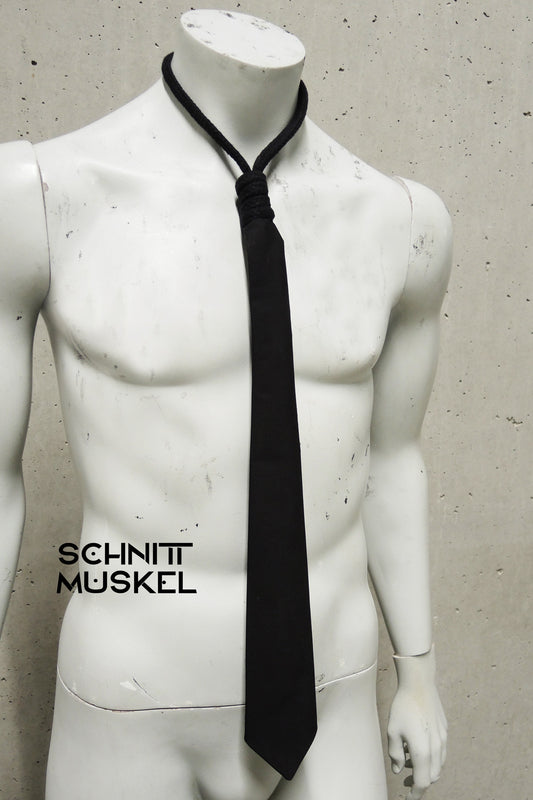 Galgenknotenkrawatte, Krawatte mit Galgenknoten, schwarze Krawatte, Gothickrawatte, Horrorkrawatte, Hangmansknot tie, slipknot tie, tie with slipknot, tie with hangmansknot