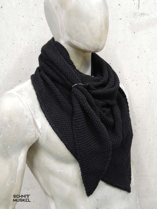 Dreieckschal, schwarzer Wollschal, Gothicschal, darkavantgarde Schal, Alpakaschal, 