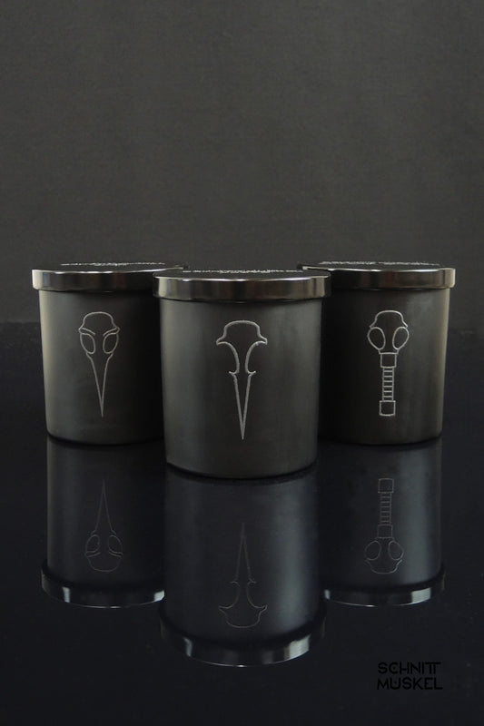 Duftkerze schwarz, schwarze Duftkerze, Gothicduftkerze, schnittmuskel Duftkerze, Duftkerzenset, Oud Duftkerze