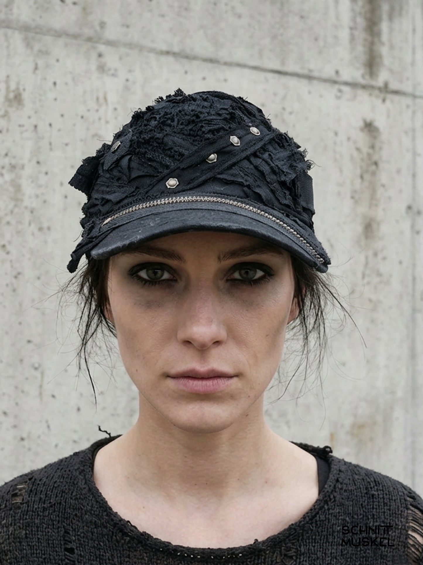 darkavantgarde Cap, custom Cap, Oneofakind Cap, Gothicschiebermütze, Gothicschirmmütze, Baseballcap schwarz, destroyed Cap