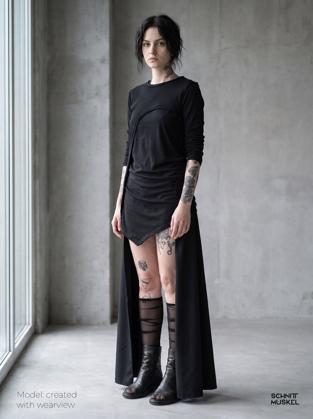 ultra cropped pullover, kurzer Pullover, asymmetrische darkavantgarde Pullover, Gothic Pullover
