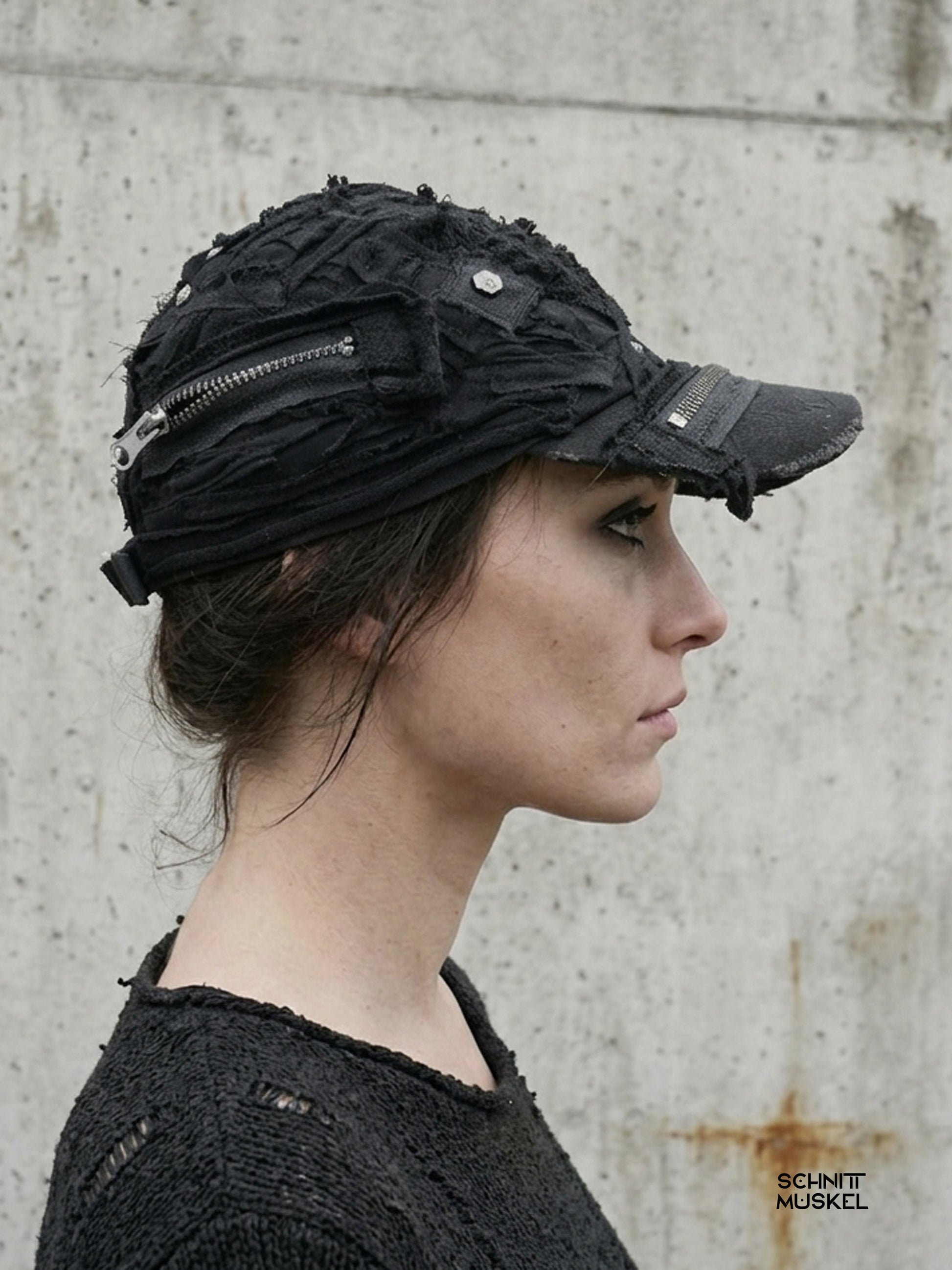 darkavantgarde Cap, custom Cap, Oneofakind Cap, Gothicschiebermütze, Gothicschirmmütze, Baseballcap schwarz, destroyed Cap