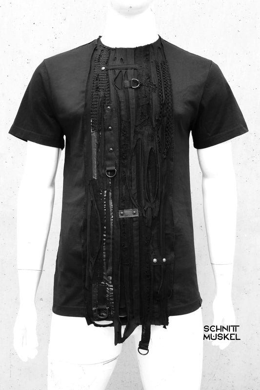 Gothic T-Shirt, postapokalyptisches T-Shirt, destroyed Stil, Gothic Mode für Herren, darkavantgarde Mode, darkavantgarde, alternative fashion, darkwear 