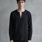 kragenlosos Hemd, schwarzes Sommerhemd, darkavantgarde Mode für Herren, darkavantgarde Hemd