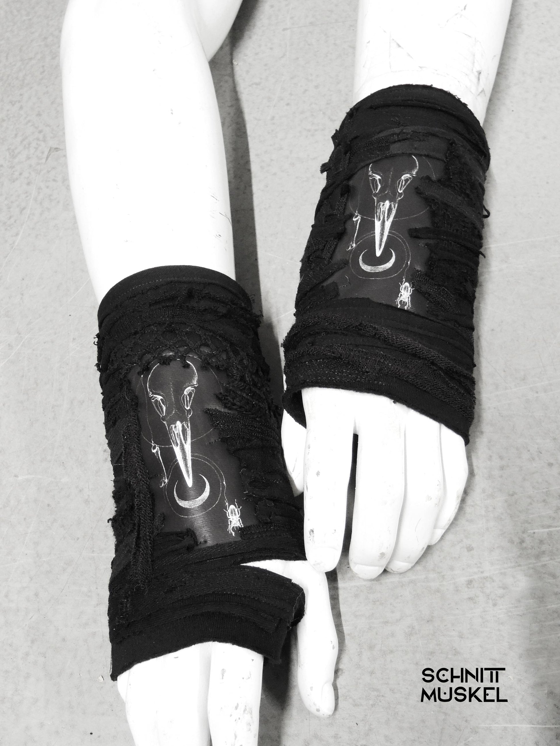 Armstulpen Vogelschädel, Gothic Armstulpen, Armstulpen postapo