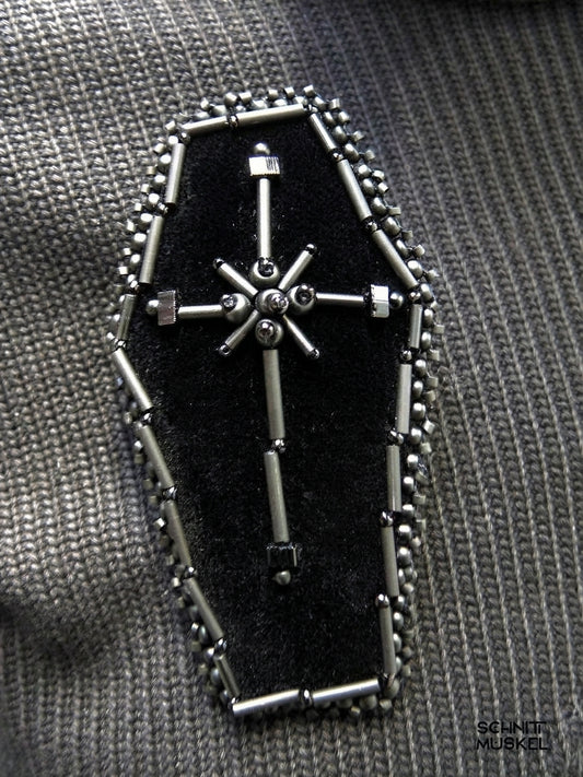 Sargbrosche, sargförmige Brosche, Gothic Brosche, Gothicbrosche, Gothicschmuck, darkwear, 