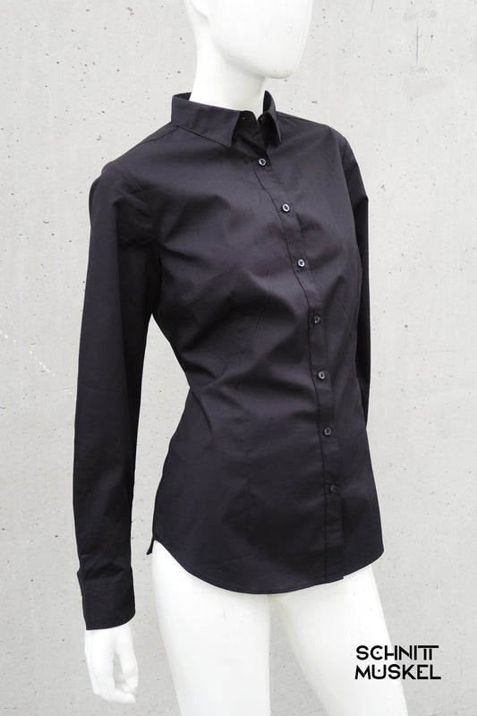 schwarze Damenbluse, schwarze Bluse, Gothicmode für Damen, Gothicmode, schlichte schwarze Bluse