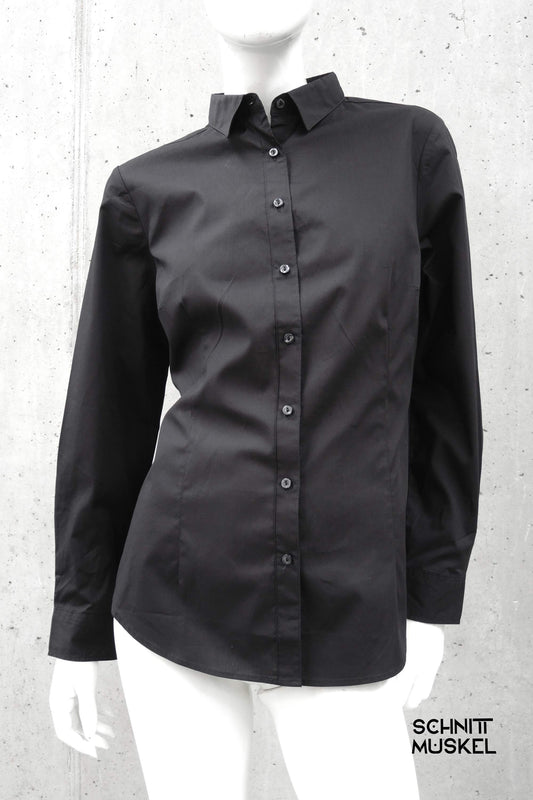 schwarze Damenbluse, schwarze Bluse, Gothicmode für Damen, Gothicmode, schlichte schwarze Bluse