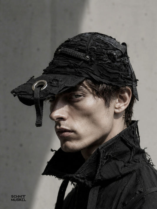 Gothicbaseballcap, darkwear, darkavantgarde, postapokalyptische Mütze, technostyle cap, Gothiccap, Gothicschiebermütze