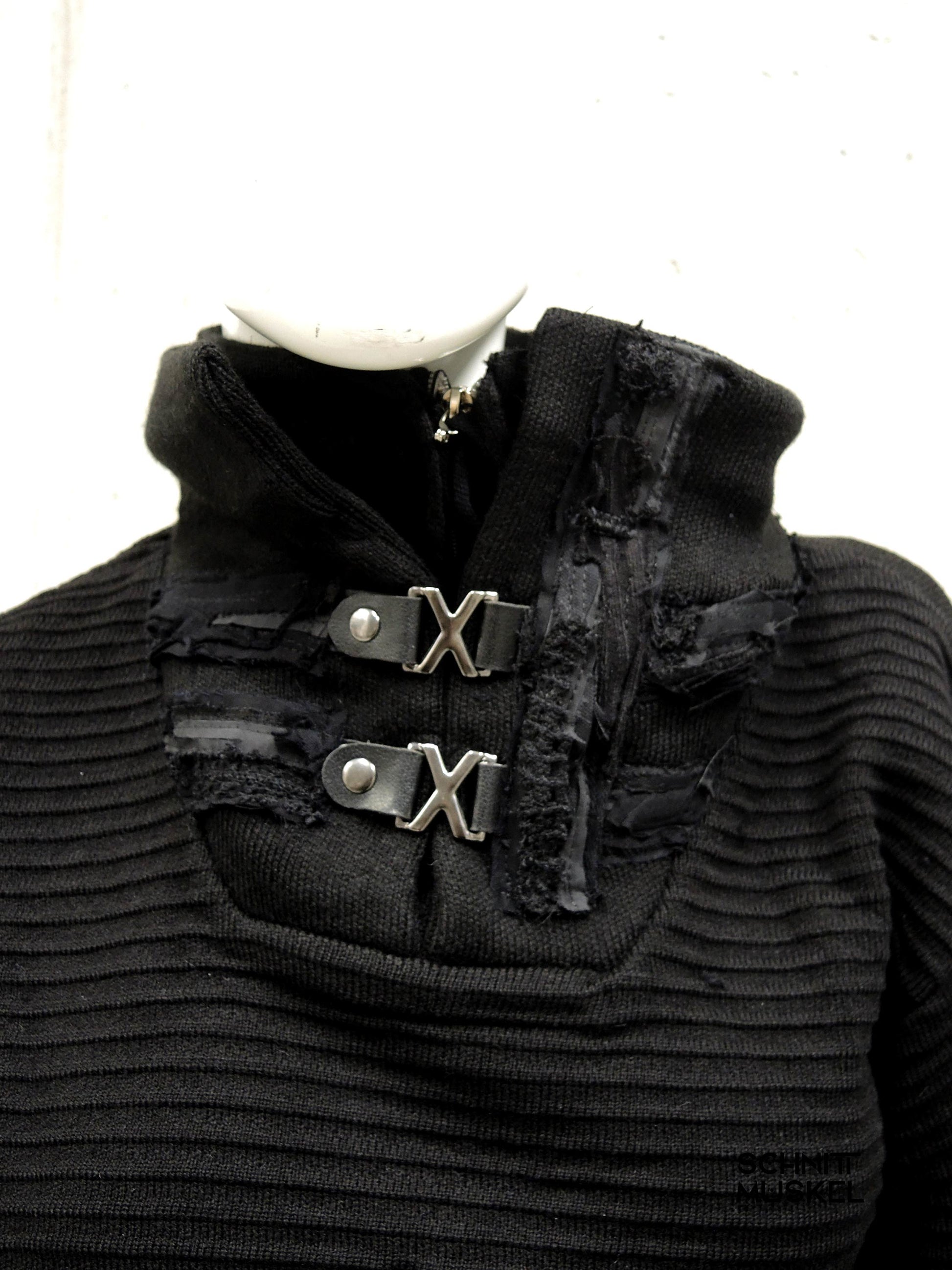 schwarzer Pullover mit Stehkragen, Gothicpullover, Gothicmode für Männer, Gothicmode für HErren, Gotth, darkwear, Gothicpullover für Frauen, Gothicmode für Frauen