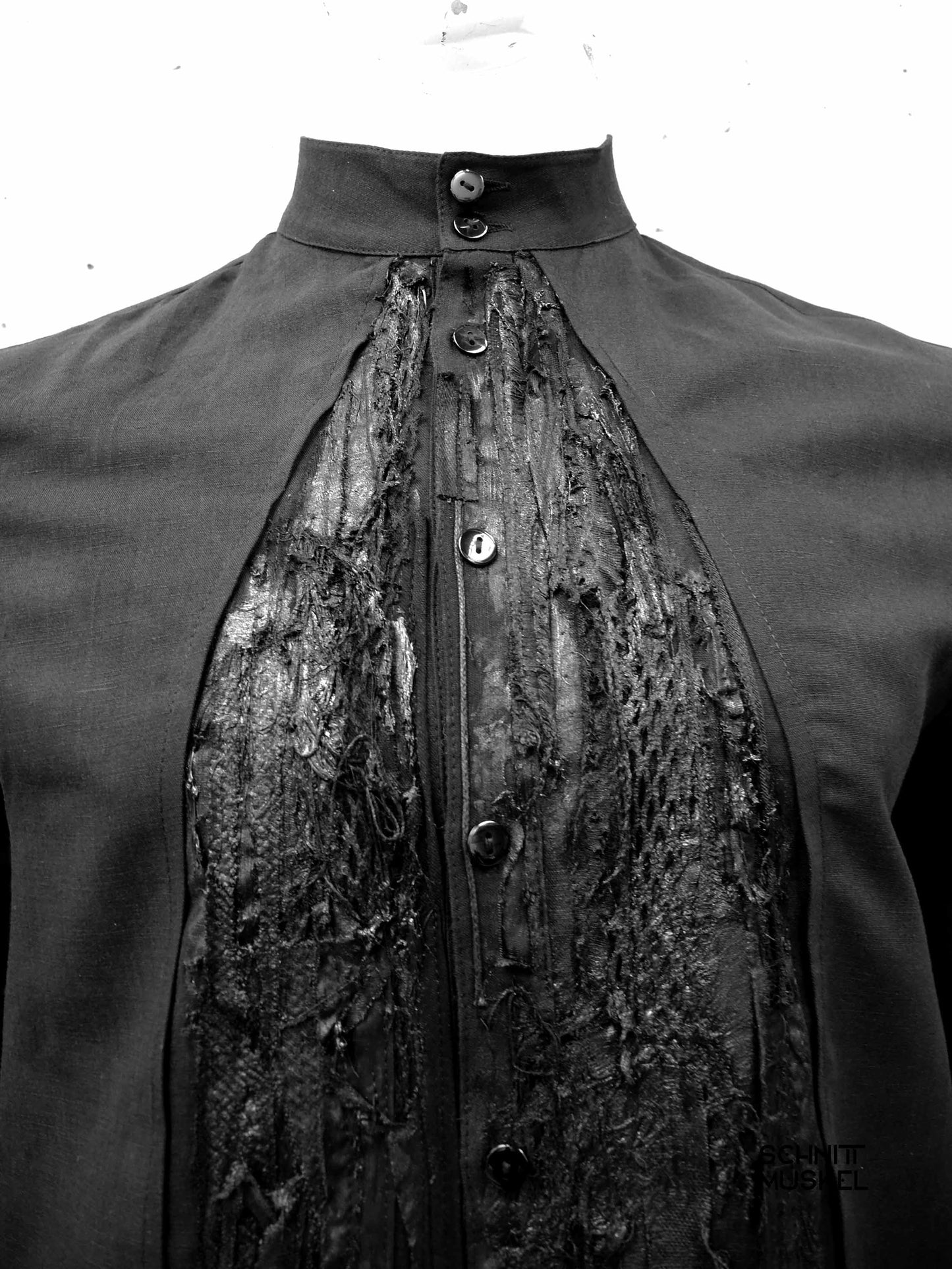 darkavantgarde shirt, darkwear, Gothichemd, Gothicmode für Herren, schwarzes Hemd mit Stehkragen, Stagewear