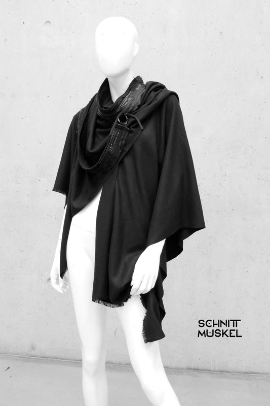 Gothicponcho, Ponchoschal schwarz, darkavantgarde, darkwear, riesiger Schal, Gothicmode für Herren, Gothicmode Accessoire