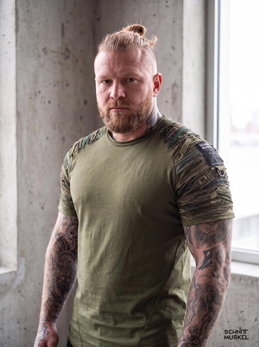 Combatshirt, Vikingshirt, Wikingershirt, Waldläufershirt, olivgrünes Shirt, olivgrünes Raglanshirt,