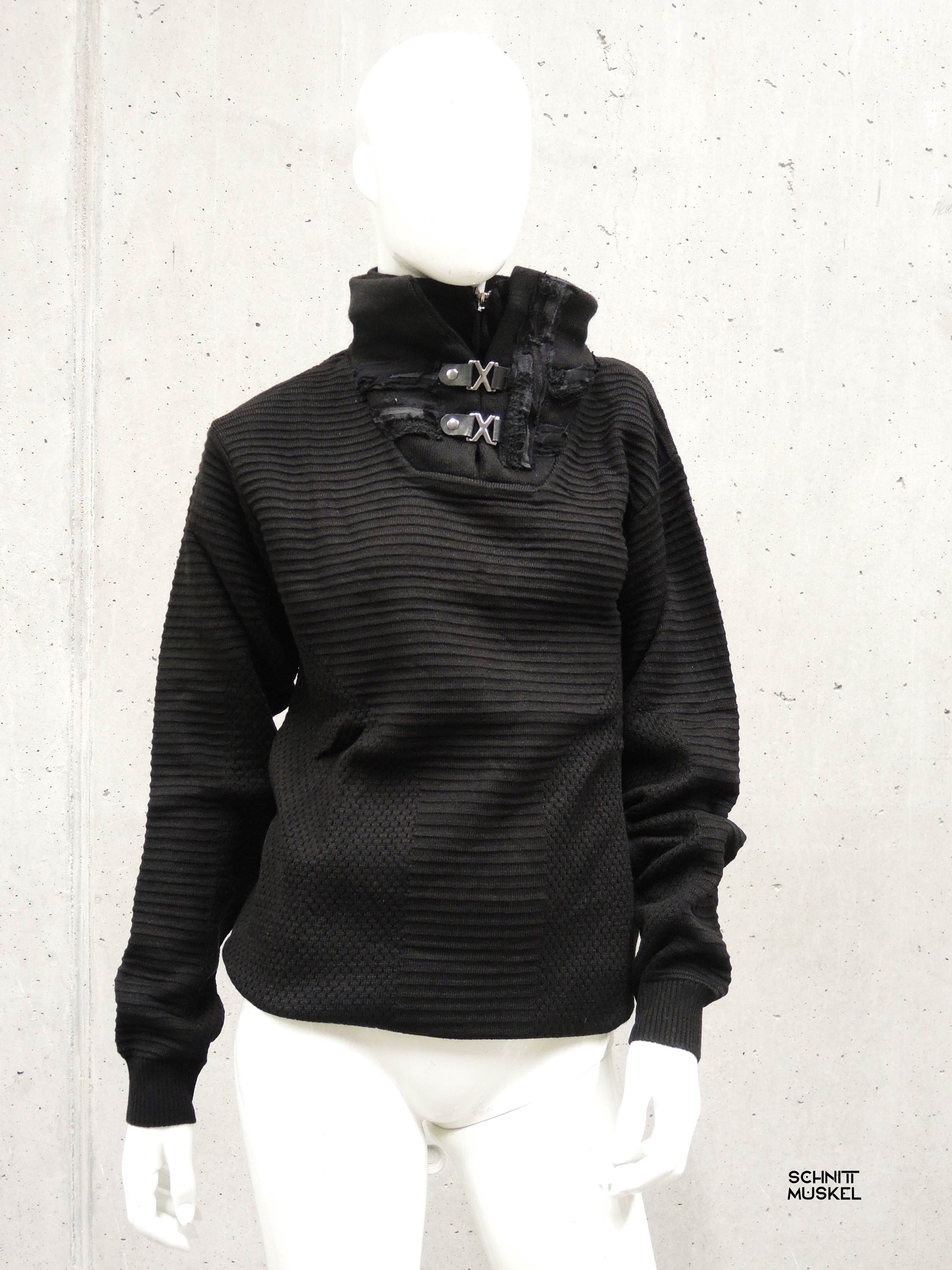 schwarzer Pullover mit Stehkragen, Gothicpullover, Gothicmode für Männer, Gothicmode für HErren, Gotth, darkwear, Gothicpullover für Frauen, Gothicmode für Frauen