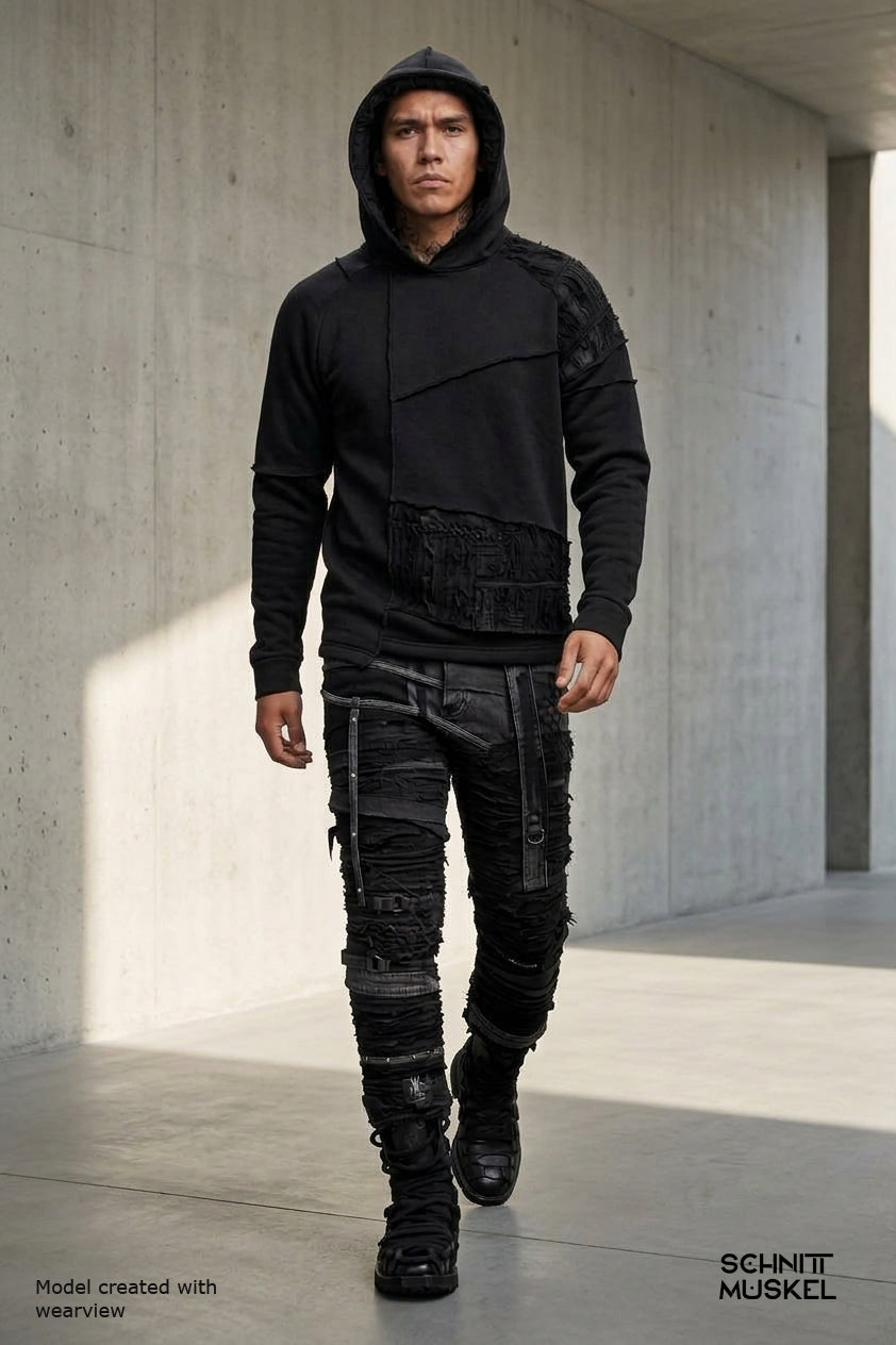destroyed Pullover, low waist Pullover, Gothic Pullover, darkwear, darkavantgarde, Gothicmode für Männer, Rick ownes Pullover
