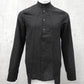 hemd nachtland, schwarzes hemd, designerhemd, schnittmuskel, stehkragen, leinen baumwolle hemd, avantgarde mode, minimalismus fashion, herrenhemd schwarz, asymmetrischer saum, modernes hemd, fashion design, nachhaltiger stil, high fashion shirt, unisex hemd, schwarz leinen shirt, darkavantgarde, gothicmode für Männer, Gothisyle, 