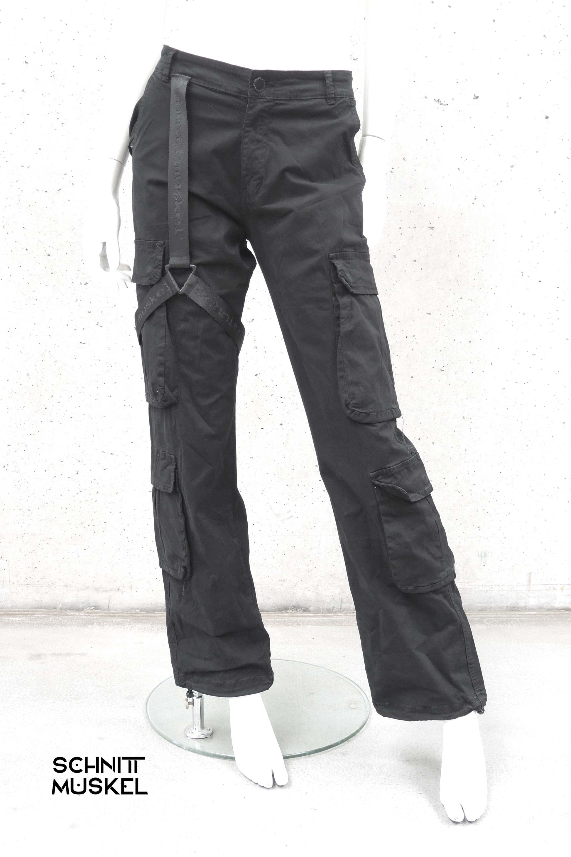 schwarze Cargohose, Gothichose, Cyberhose, Tekkkknohose, Berghainstyle, Darkcyberhose, Cyberfashion